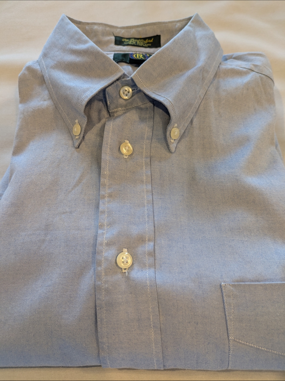 Men's Light Blue Oxford Button-Down Dress Shirt - Classic Fit Size 16